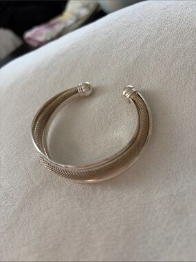 Tiffany & Co Elsa Peretti Silver Mesh Cuff Bracelet - Open Bangle